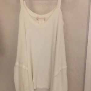 Peek-a-Boo shoulder cream sweater